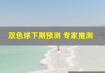 双色球下期预测 专家推测